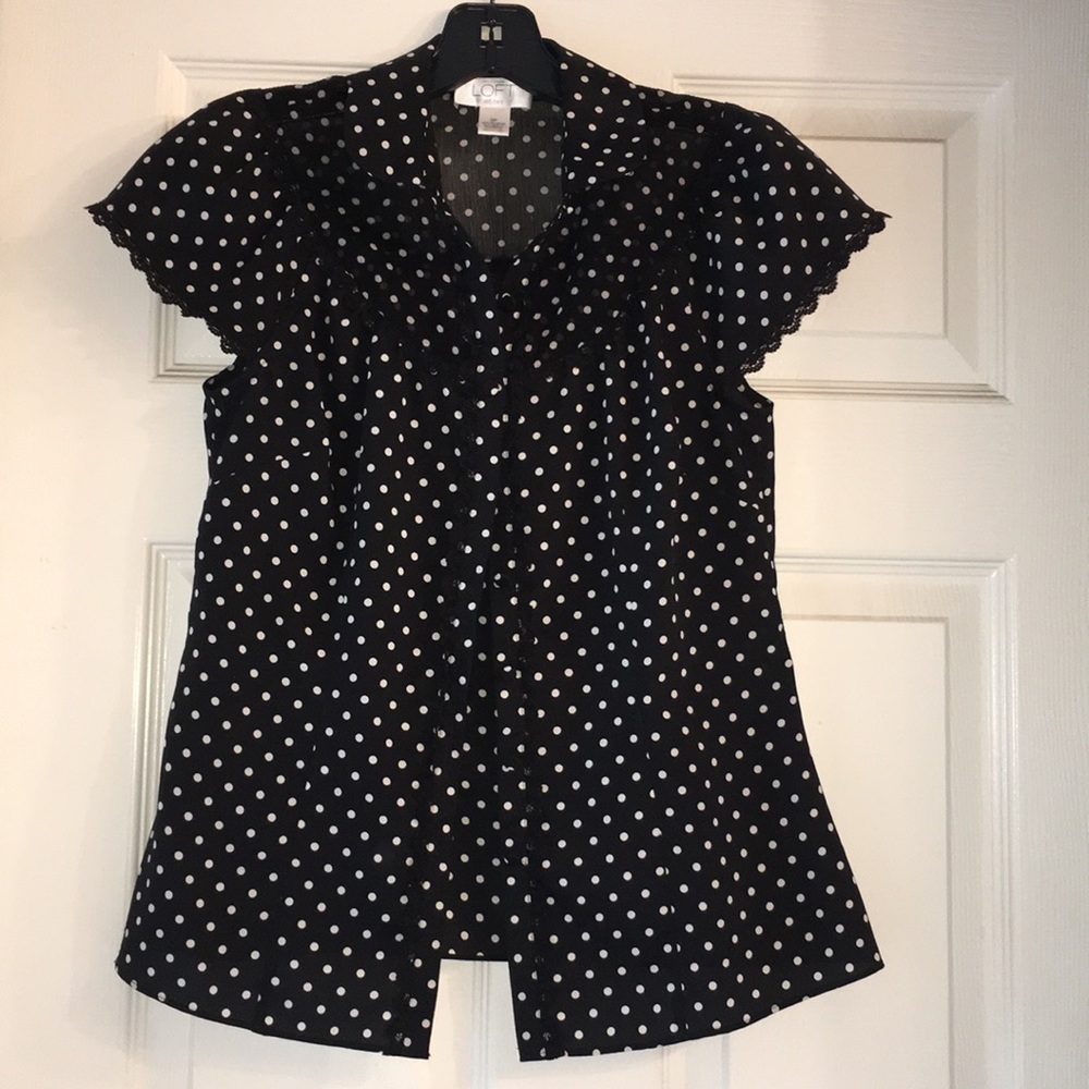 Loft black&white polka dot blouse - size 0P
